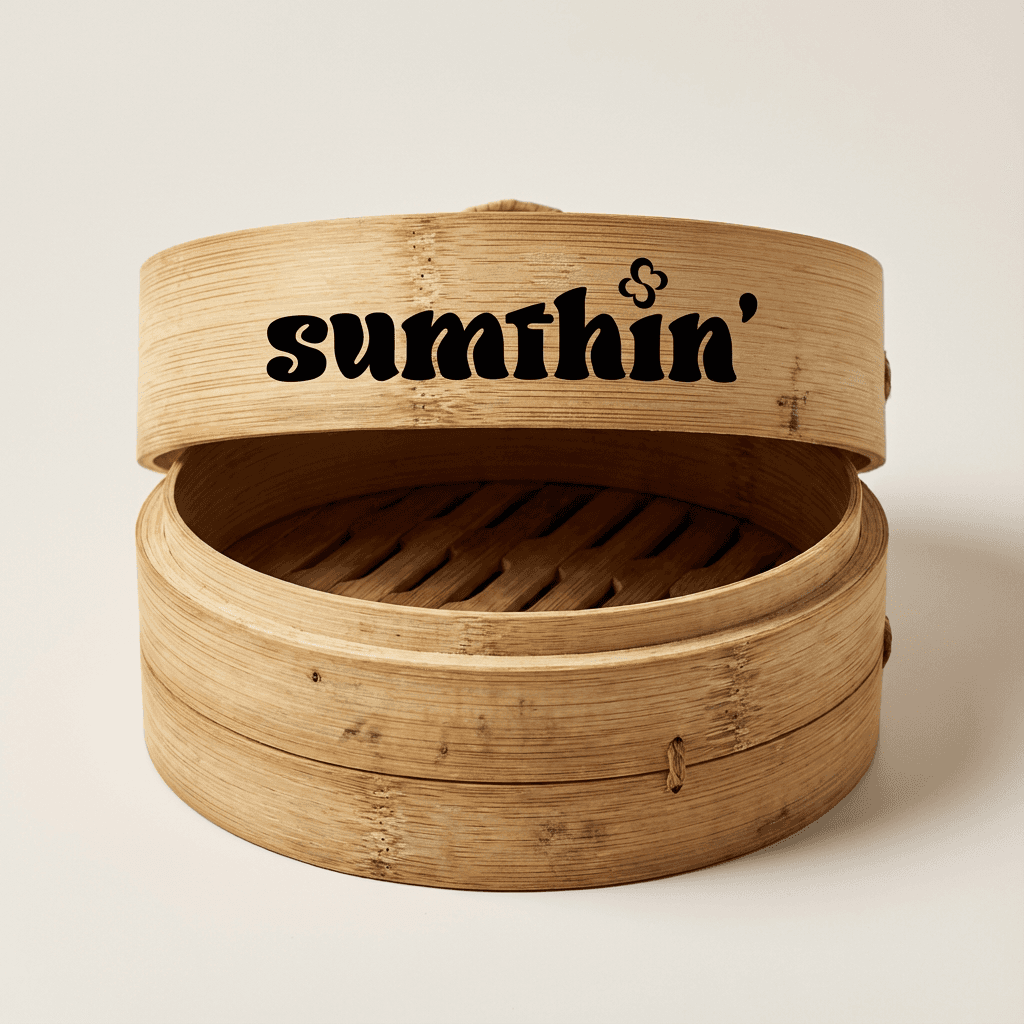 dimsum bamboo container of sumthin'