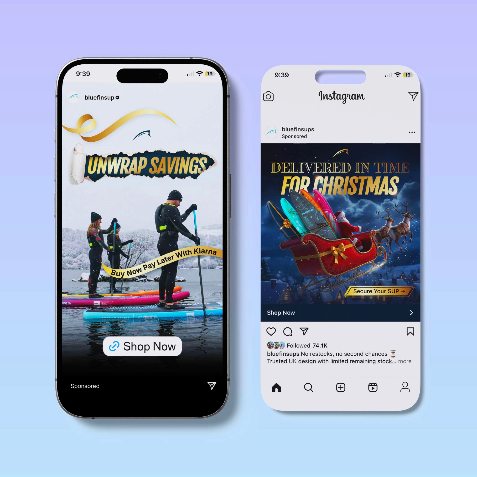 Screen from a fictional news mobile app on a blue gradient background