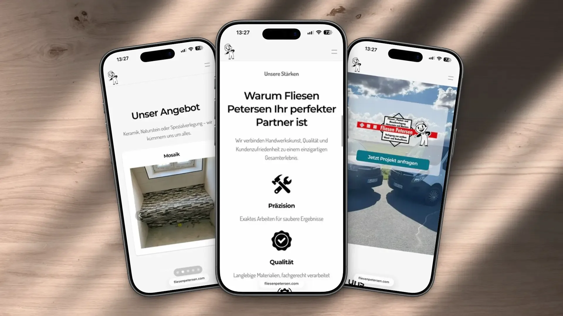 Handy Mockups von der Fliesen Petersen Seite