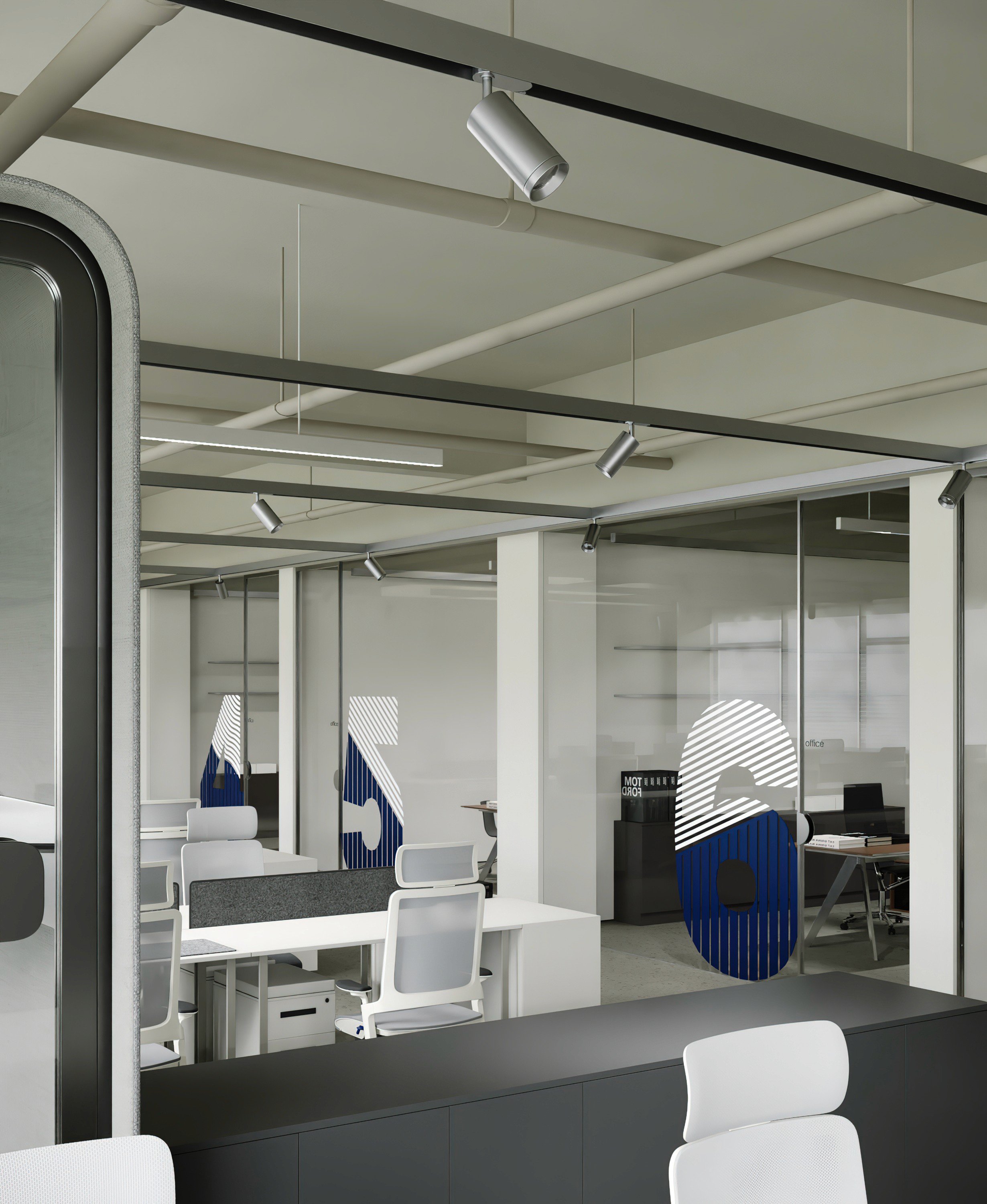 Modern boardroom design with a sleek meeting table and minimalist black chairs