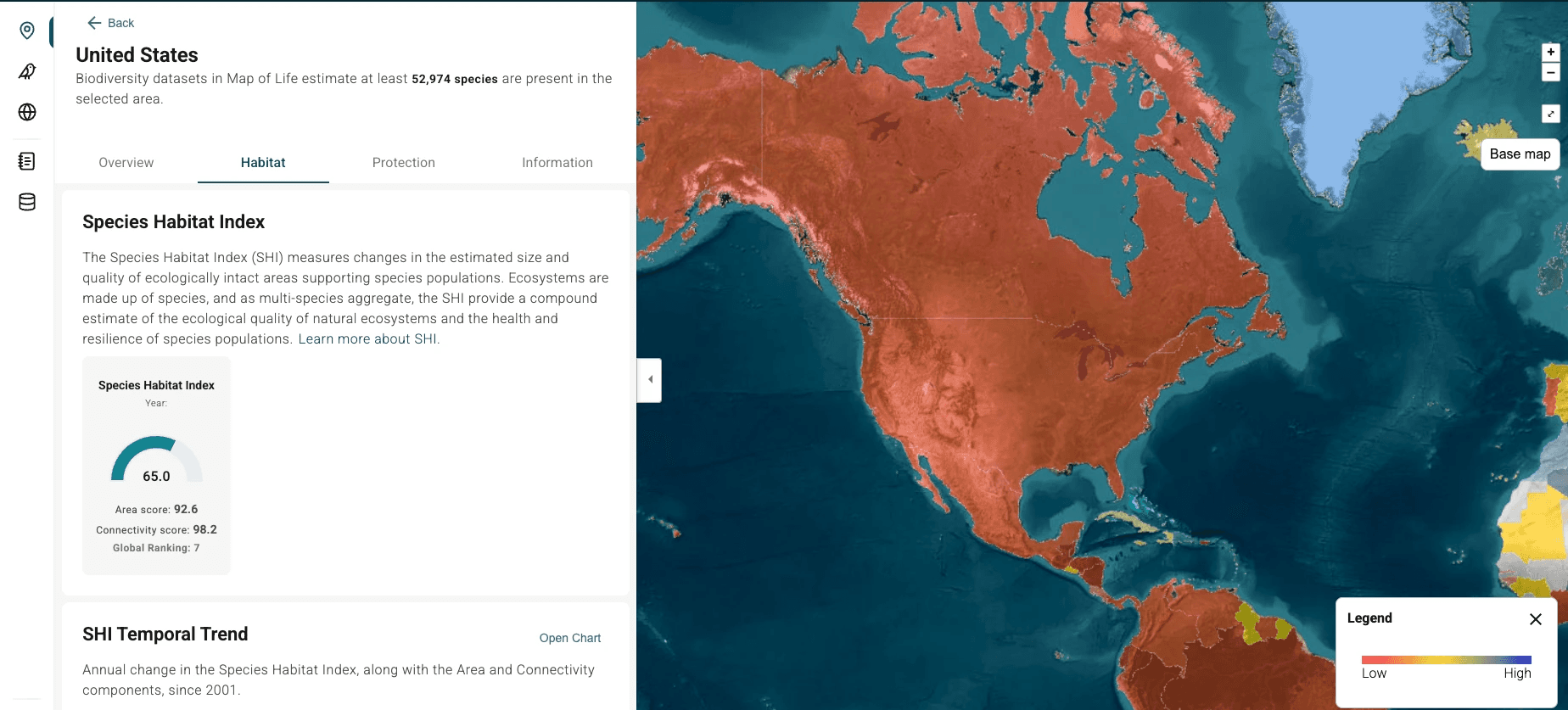 Map of Life platform Regions page