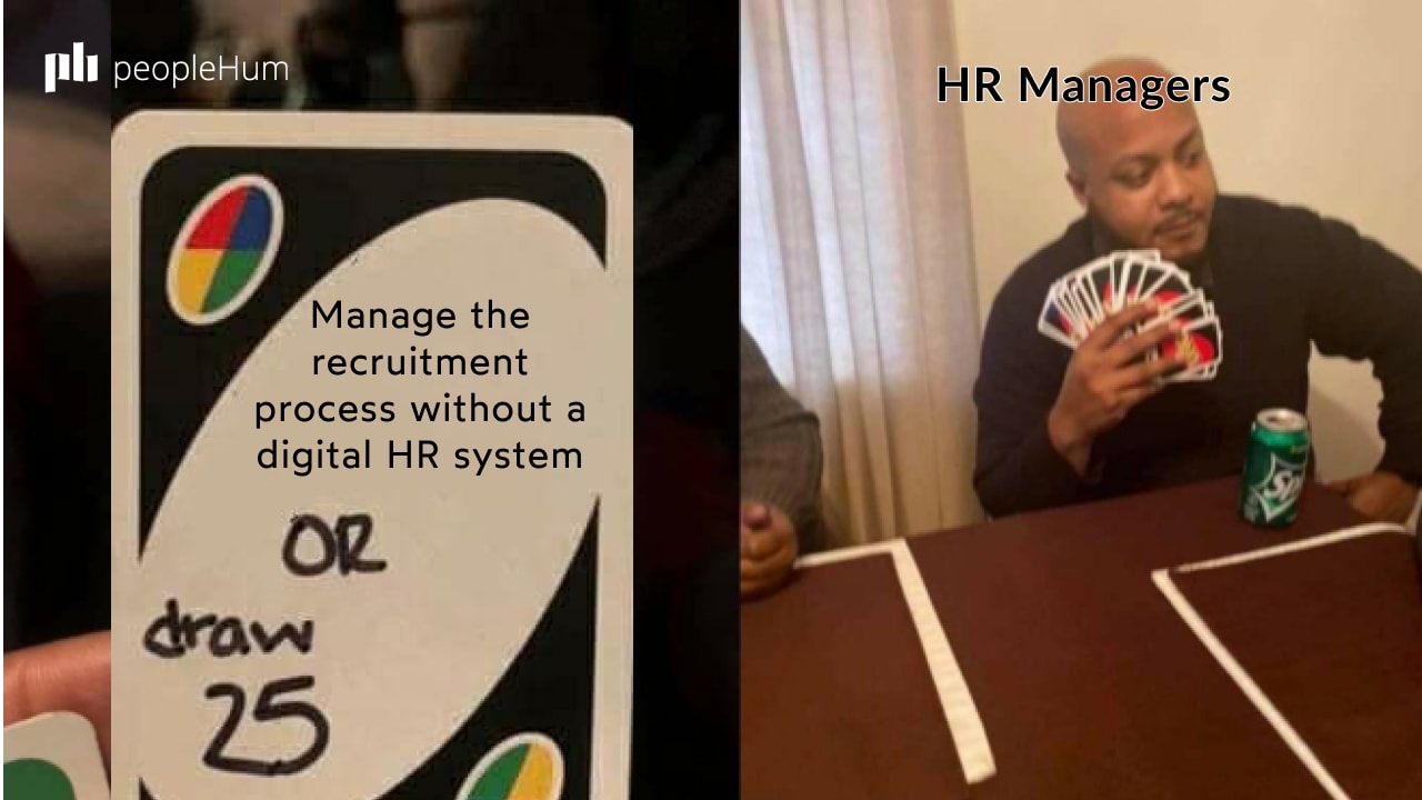 Meme highlighting the frustration of dealing with glitchy HR tech during the hiring process.