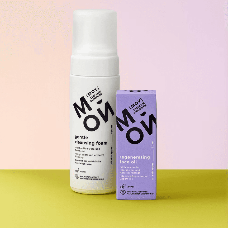 MOY Hydra Face Cream – Verpackungsdetail in Pastelltönen, quadratischer Crop.