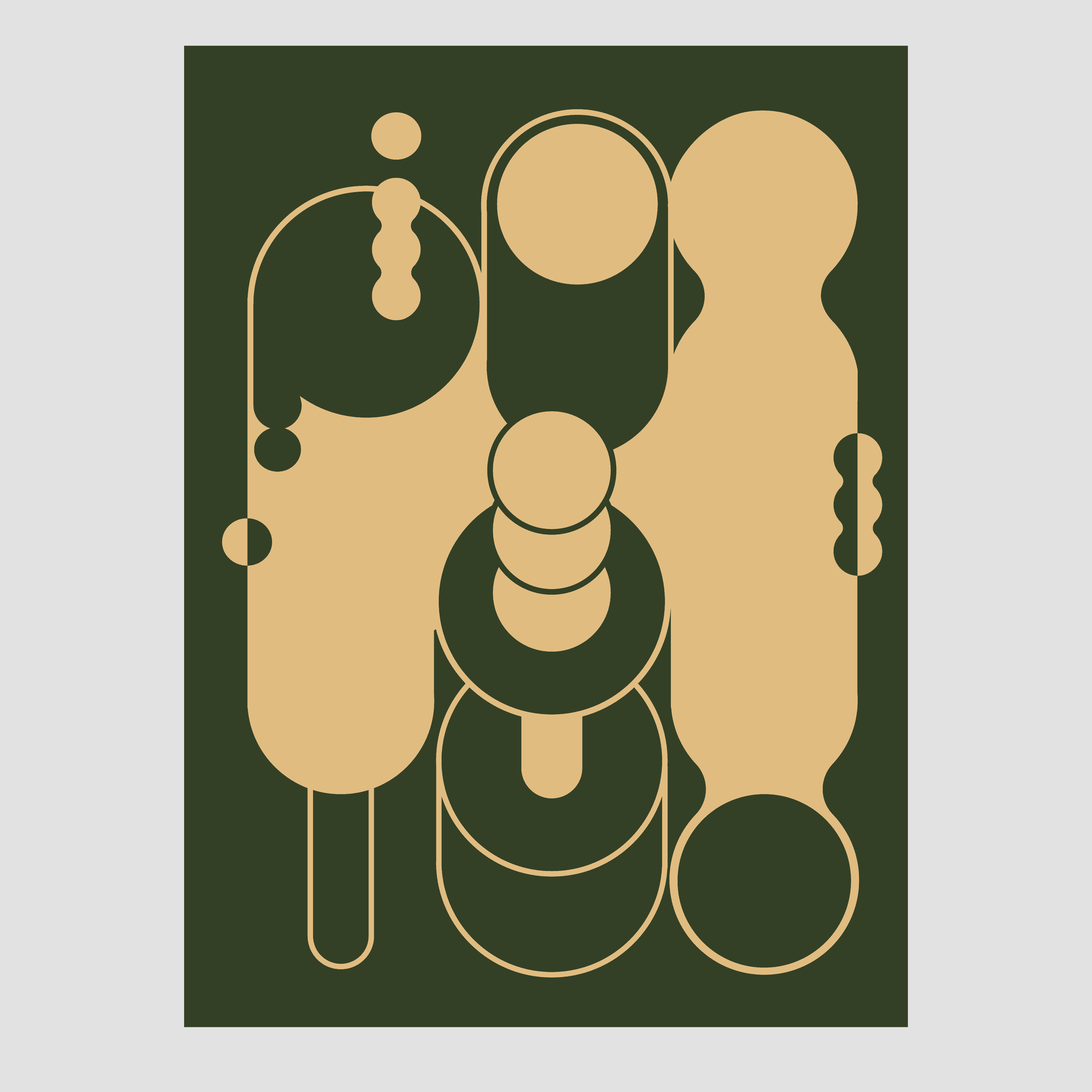 Graphic pattern design for MY TONE in dark green and beige.