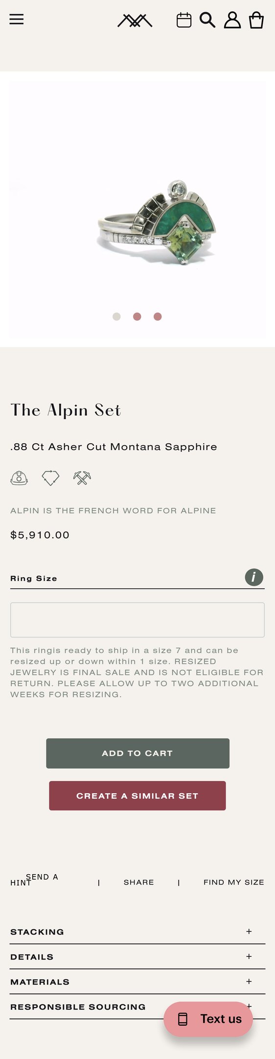 Jewelry product options include: ring for Green Montana Sapphire Engagement Ring from Young in the Mountains.