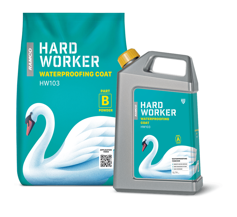 Hard Worker Waterproofing coat which forms a durable, watertight membrane that stops ingress at the source.