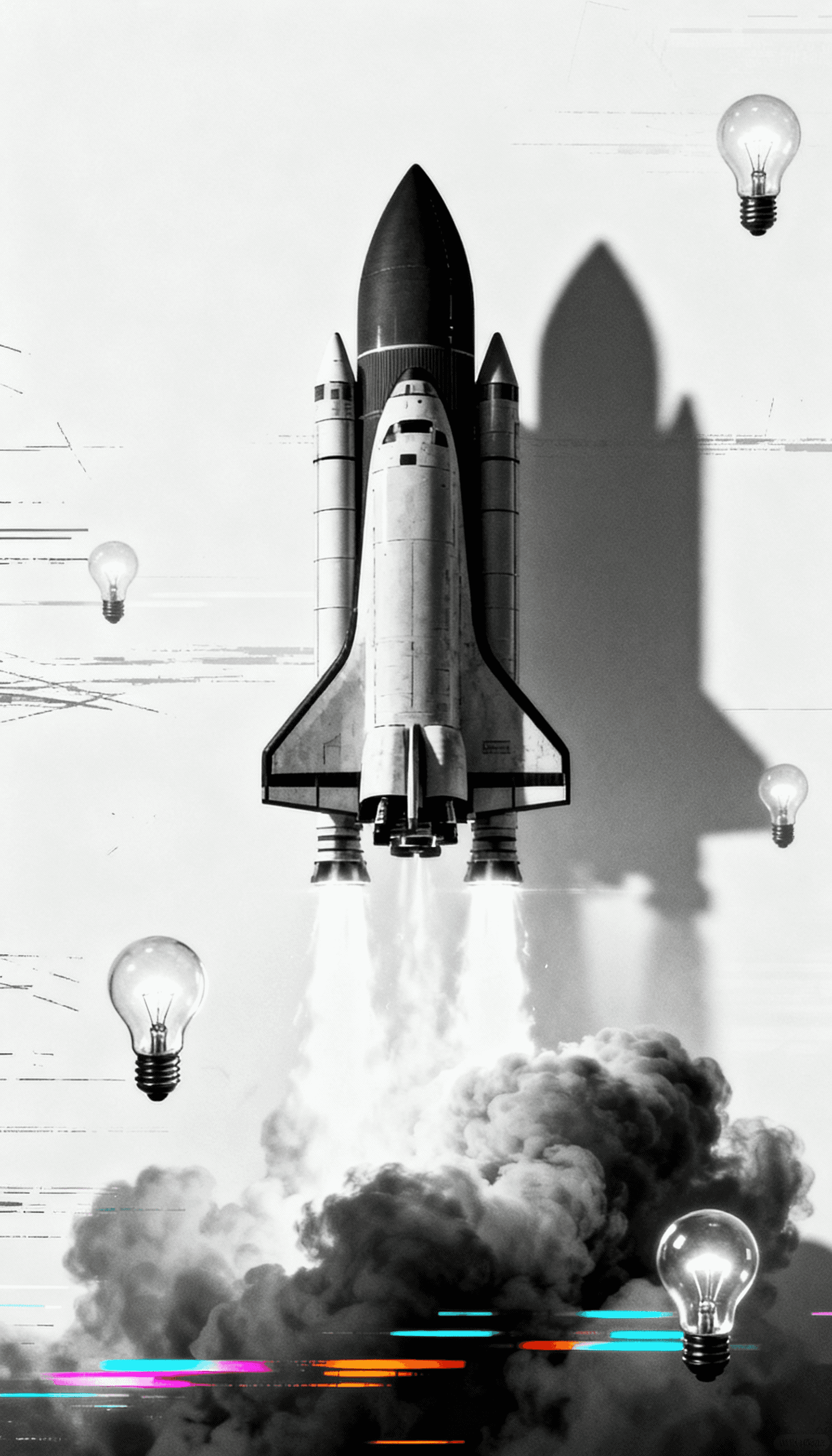 Portrait of a woman with digital abstract effects and color overlays