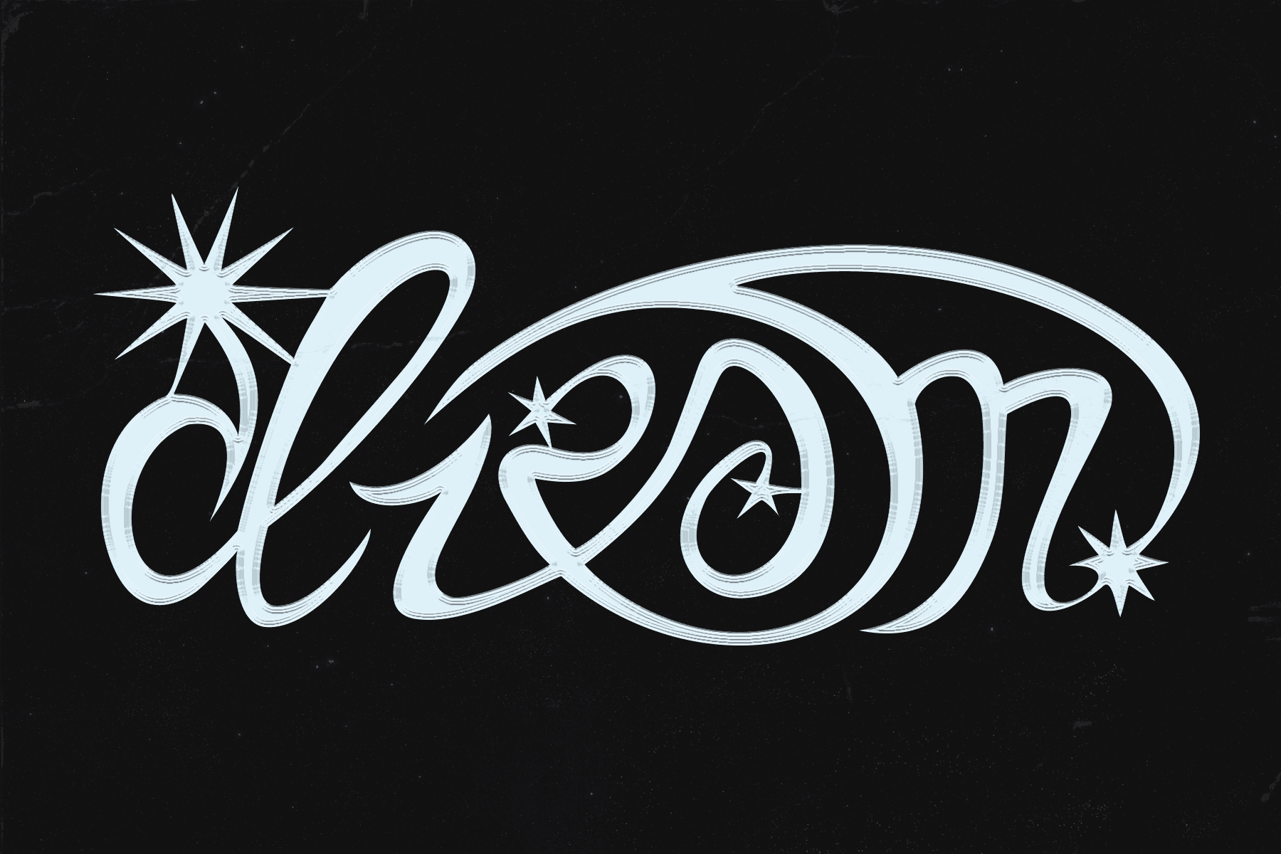 A custom typographic design of the word dream in blue on a black background