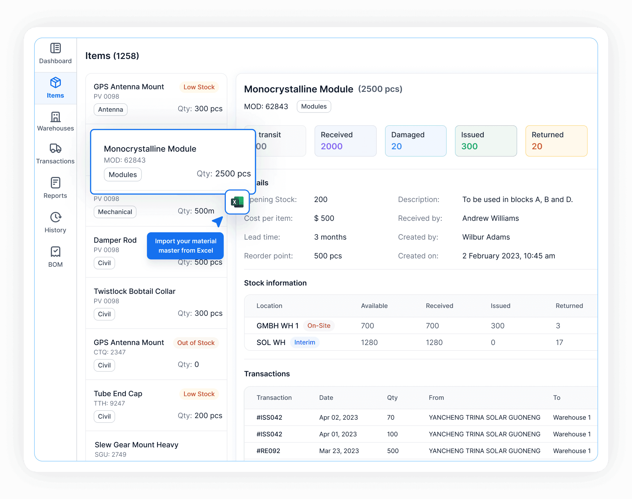Effortless management of solar project inventory with TaskMapper