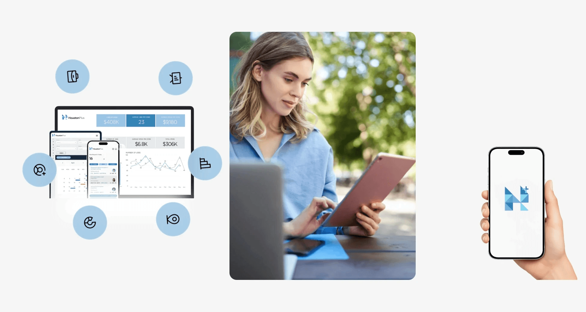 A laptop on a styled desk features the “Discover Our Guests” page from the Mental Health Today website, showcasing speaker portraits in a green-toned layout.