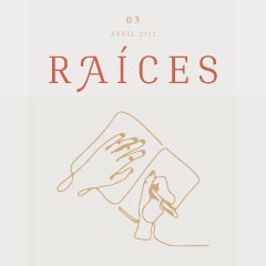 Portada de Revista Raíces III: «Reformismo y Constitución», tercera edición de la Revista Raíces, mostrando una ilustración de manos que tienen un cuaderno y un lápiz. 