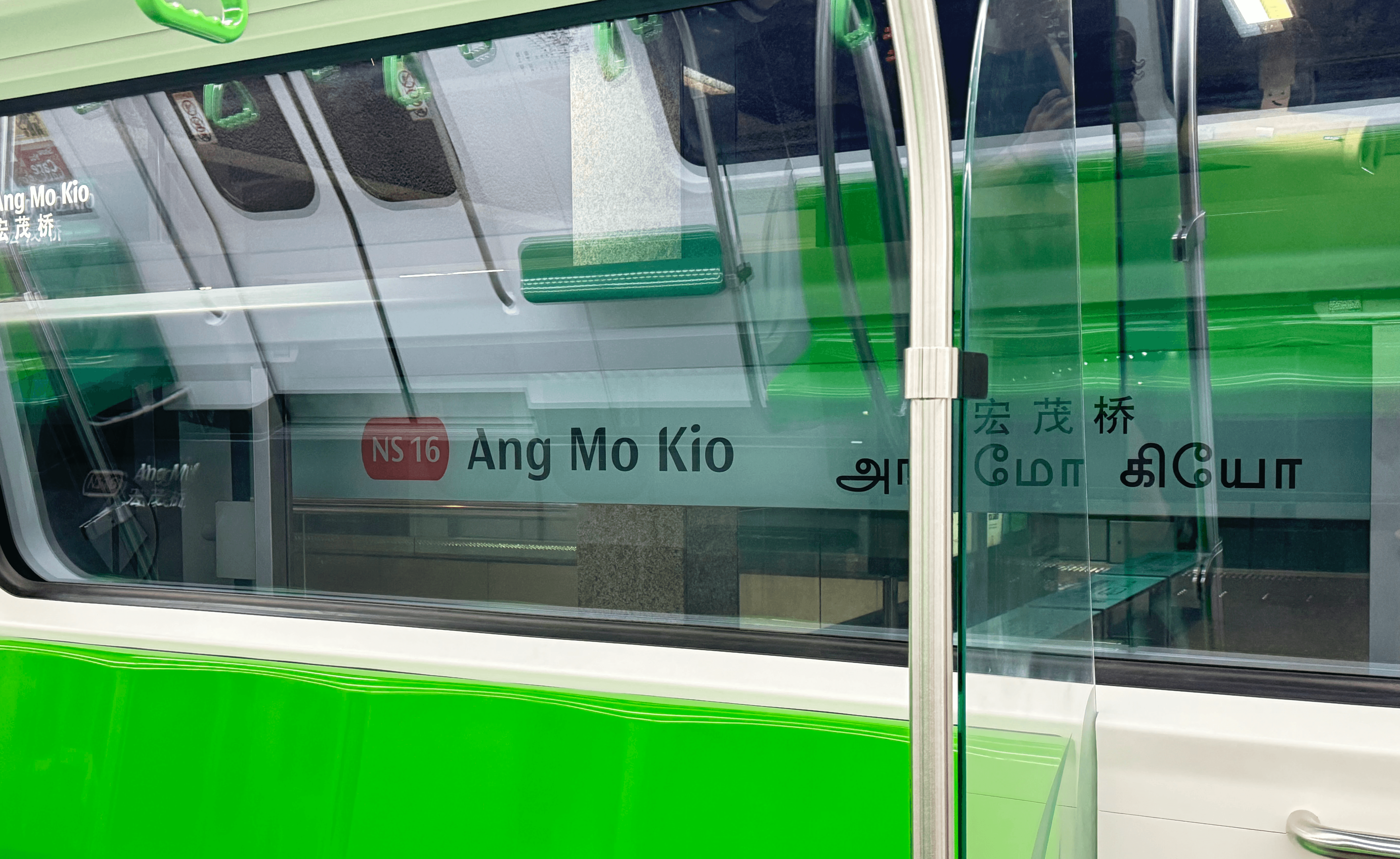 singapore mrt station name visible from inside train