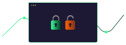 A green locked icon and an orange open lock