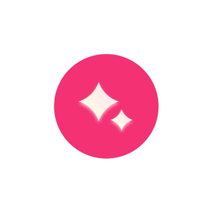 Pink circle with two white star symbols inside.