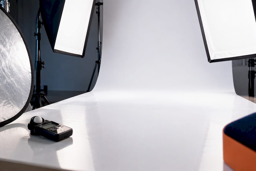 White sweep in product photography studio
