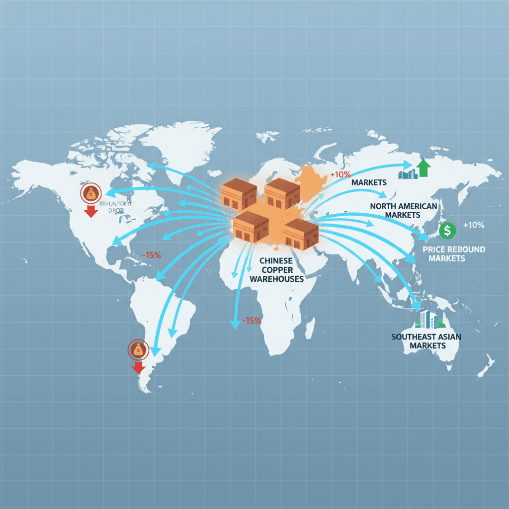 Supply chain map showing copper inventory drops and price rebound