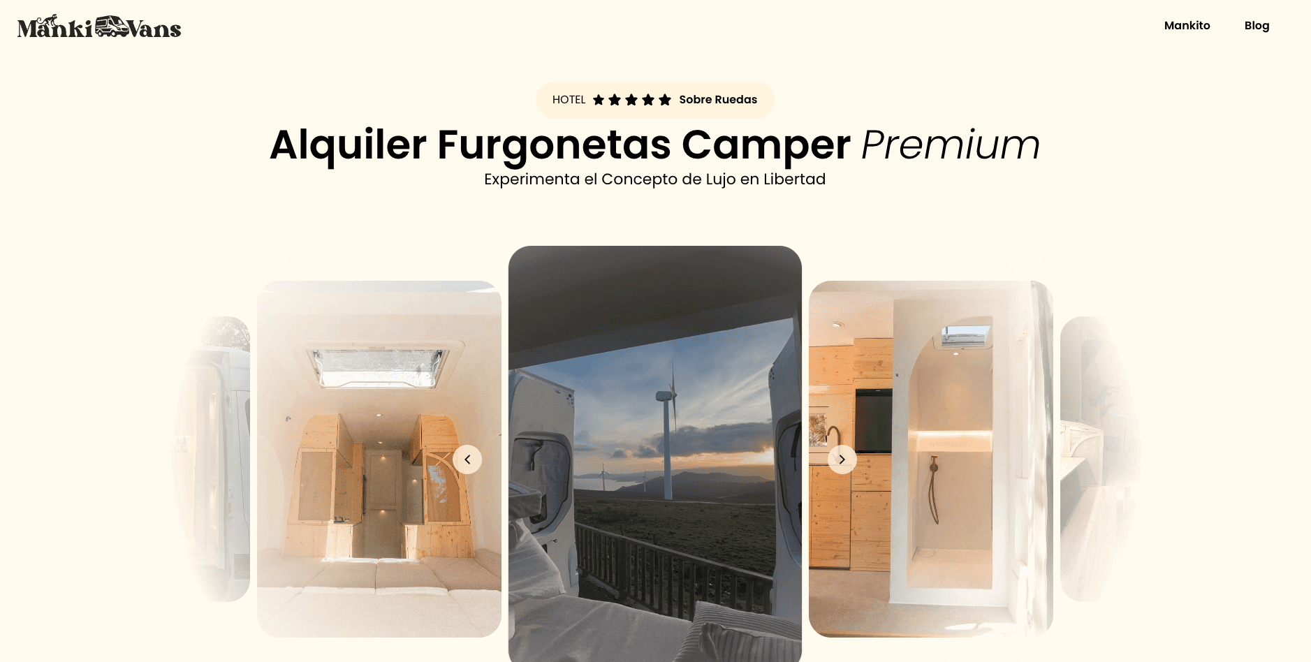 Cover image of a campervan rental website