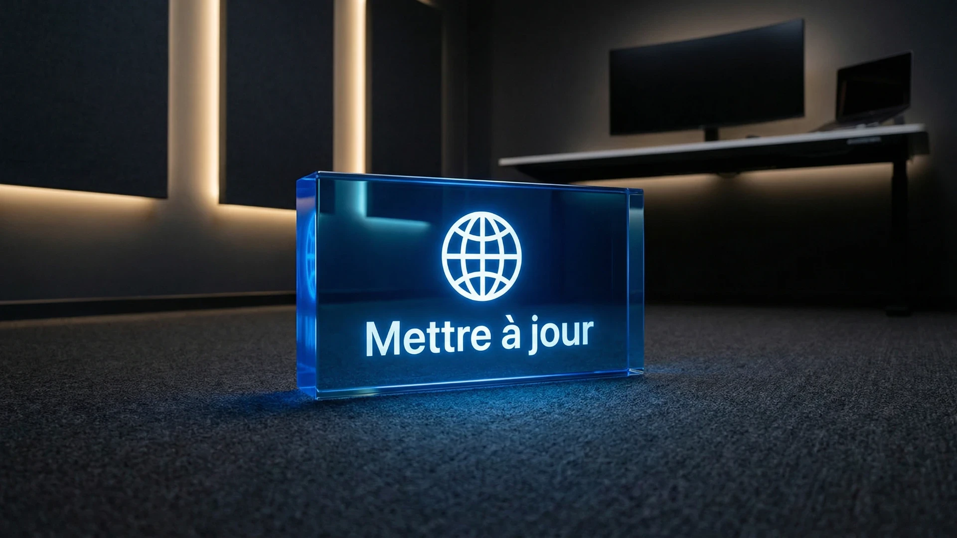 Bouton en verre actionnant les mises à jour d'un site internet