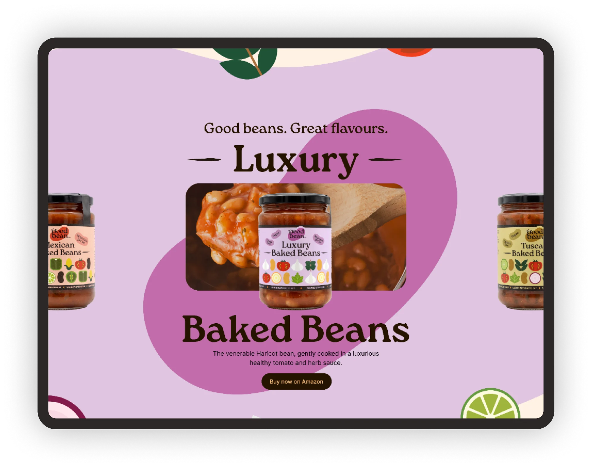 Good Bean Co web design tablet