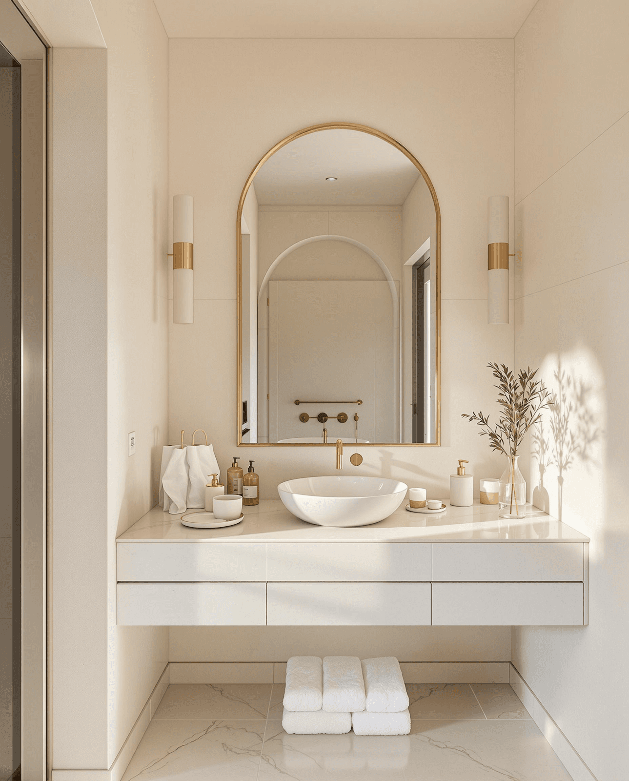Light theme washroom with marble finishing 