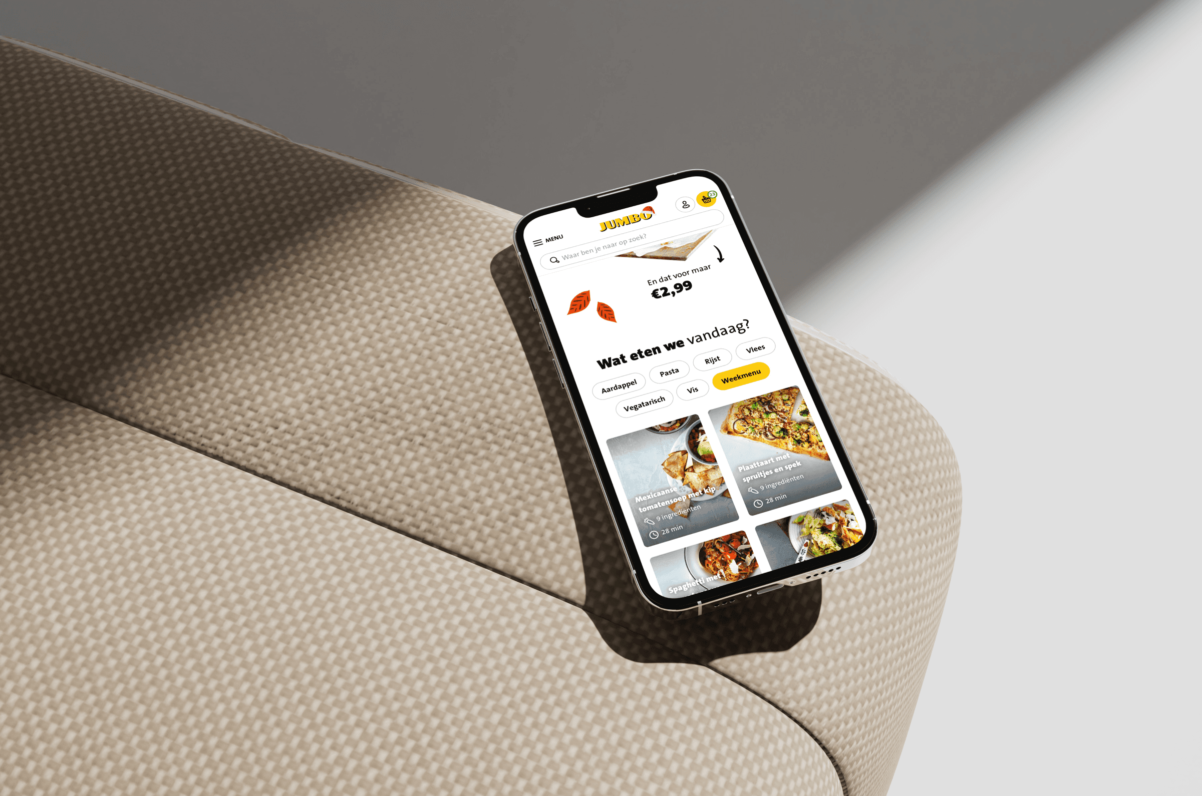 Mockup of homepage redesign jumbo mobile device