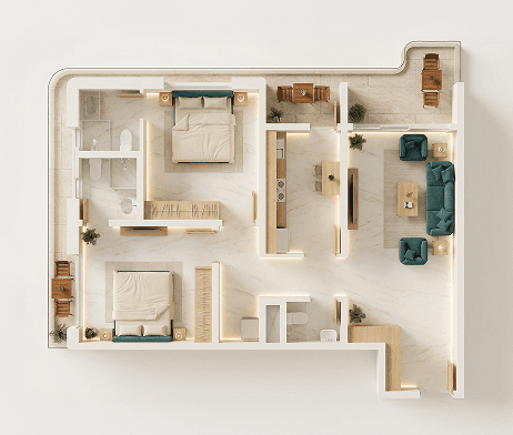 Apartment 8 floor plan, top floor of The Hills Gate building