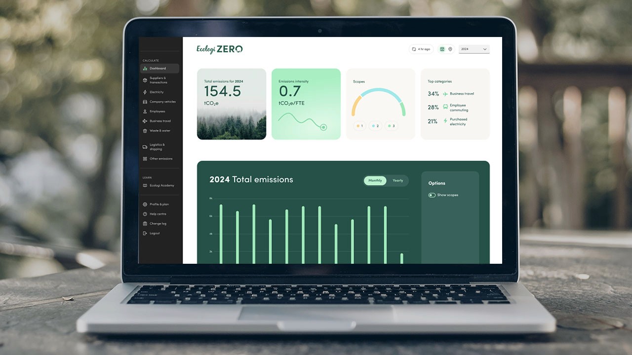 Ecologi Zero preview on a laptop