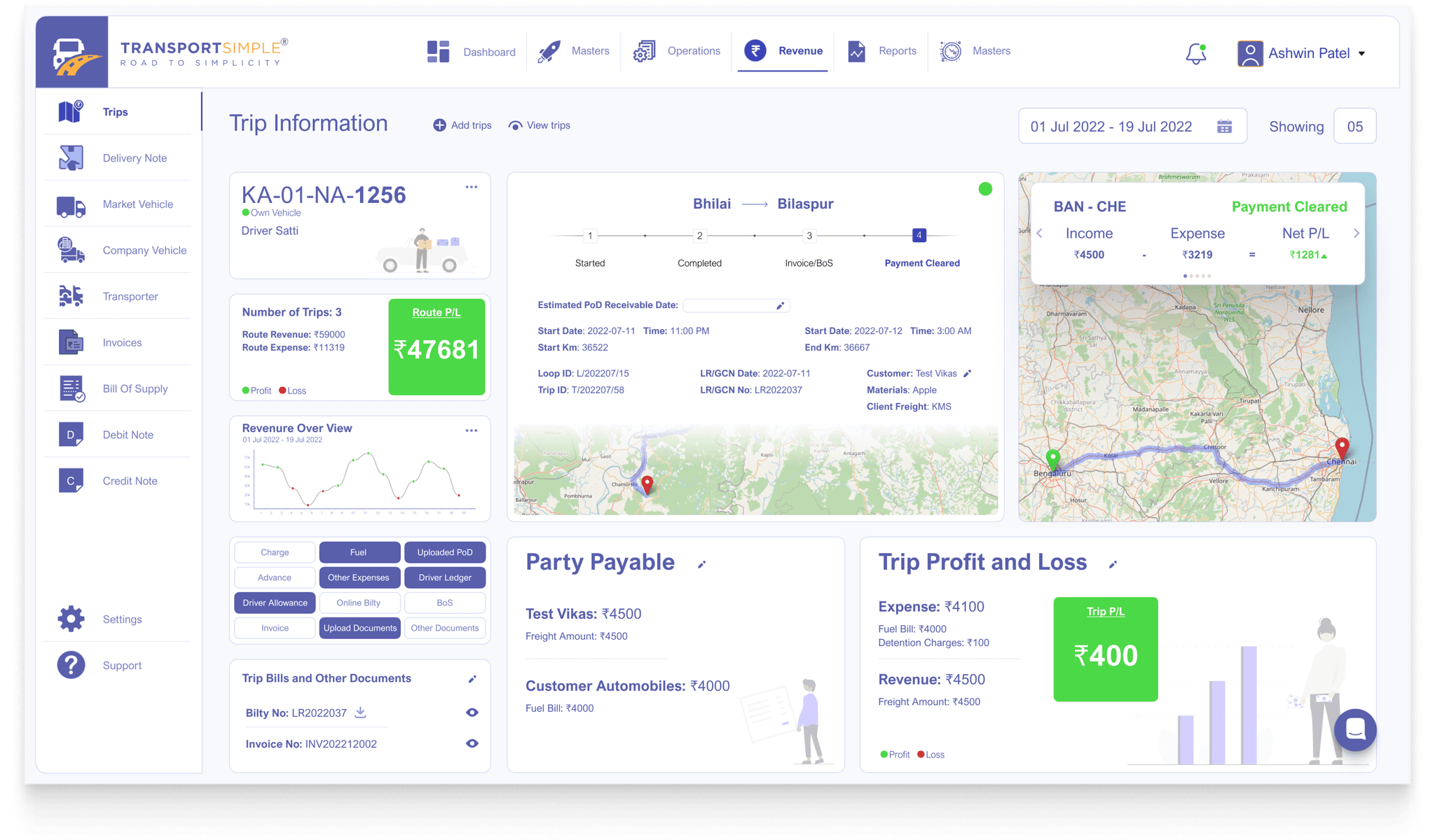 image of transportsimple redesigned dashboard