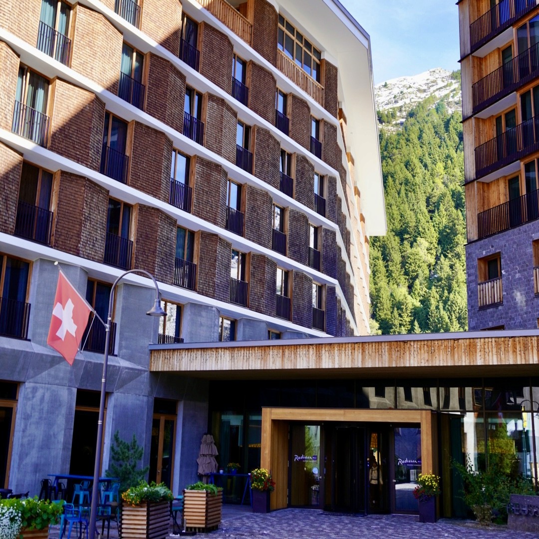 Outside the Raddison Blu hotel in Andermatt