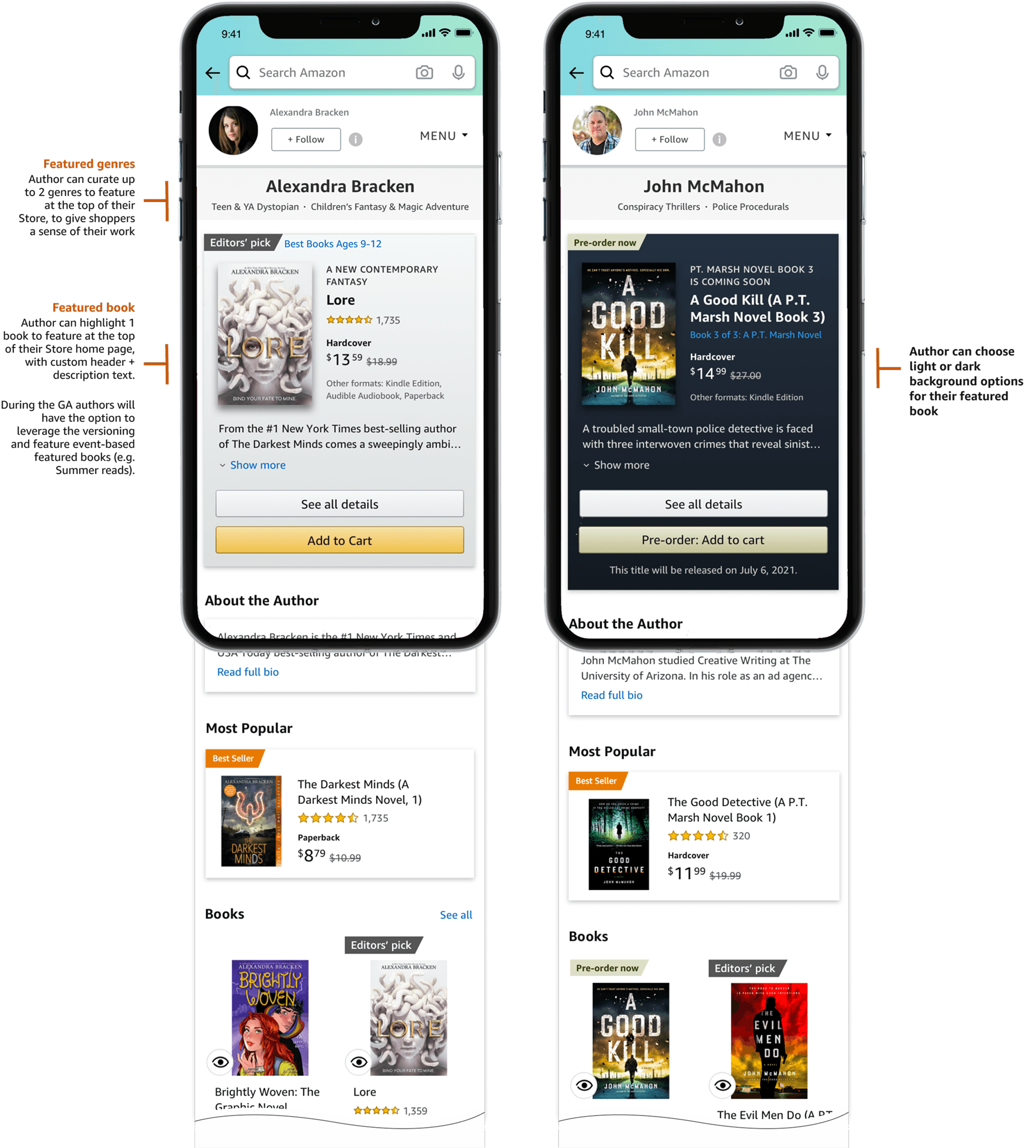 Author Store featured book on mobile