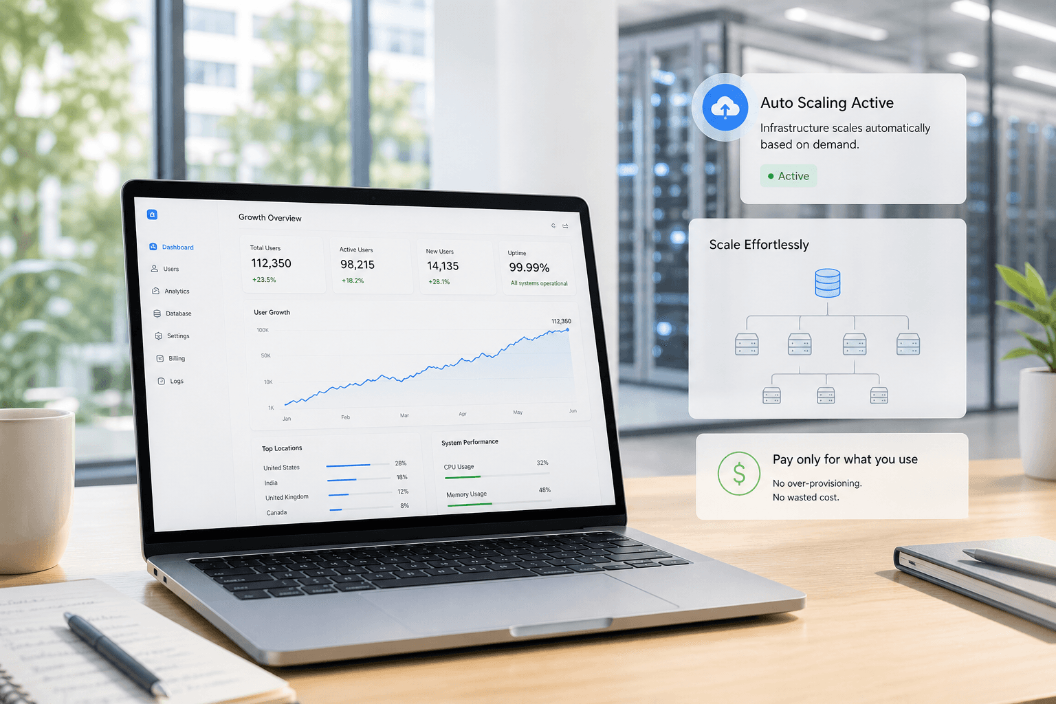 Cloud infrastructure analytics dashboard