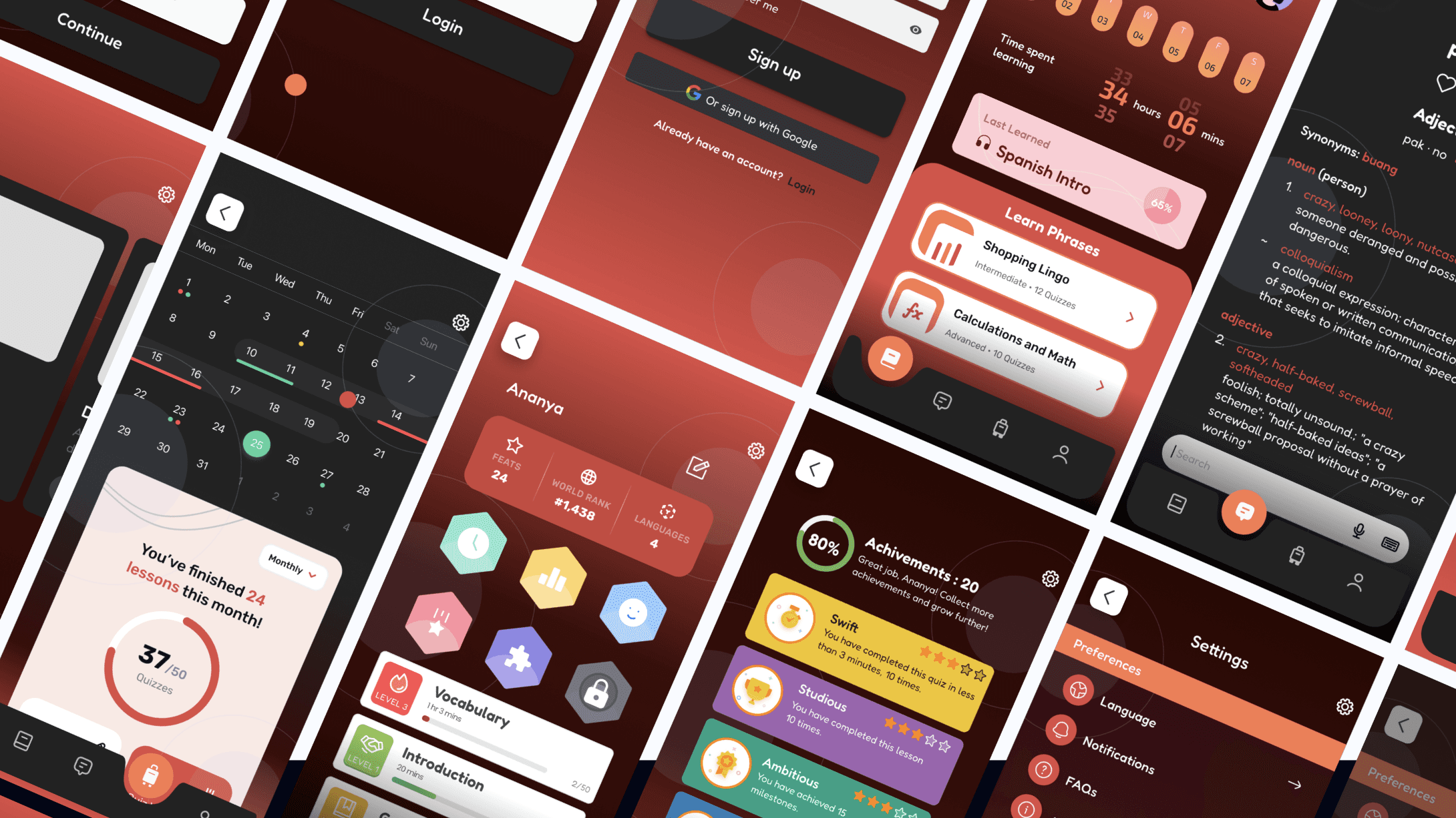 Final prototype screens