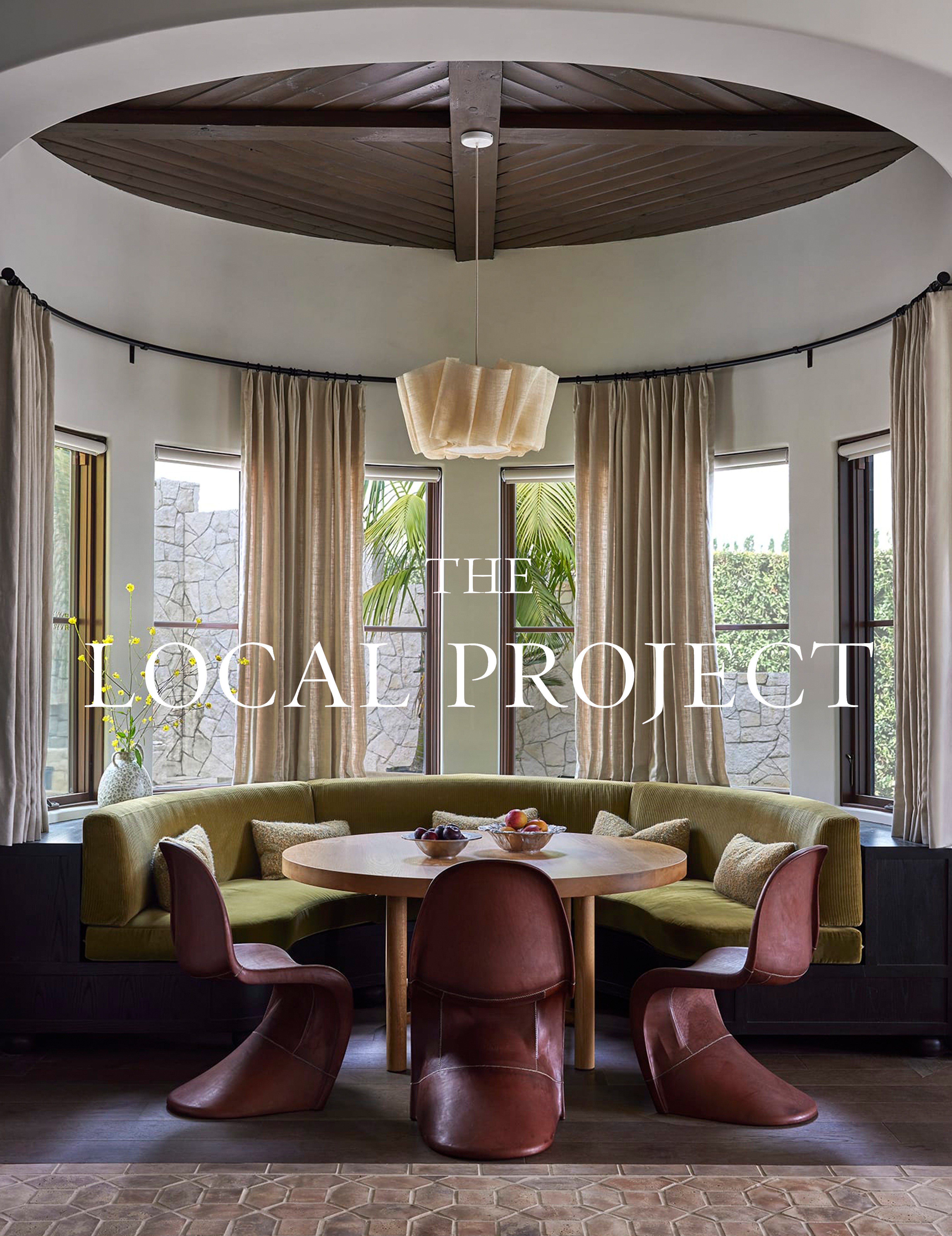The Local Project Palisades House Publication showing everyday dining for kitchen with background landscape design by Hatch Architecture and Eric Brandon Gomez