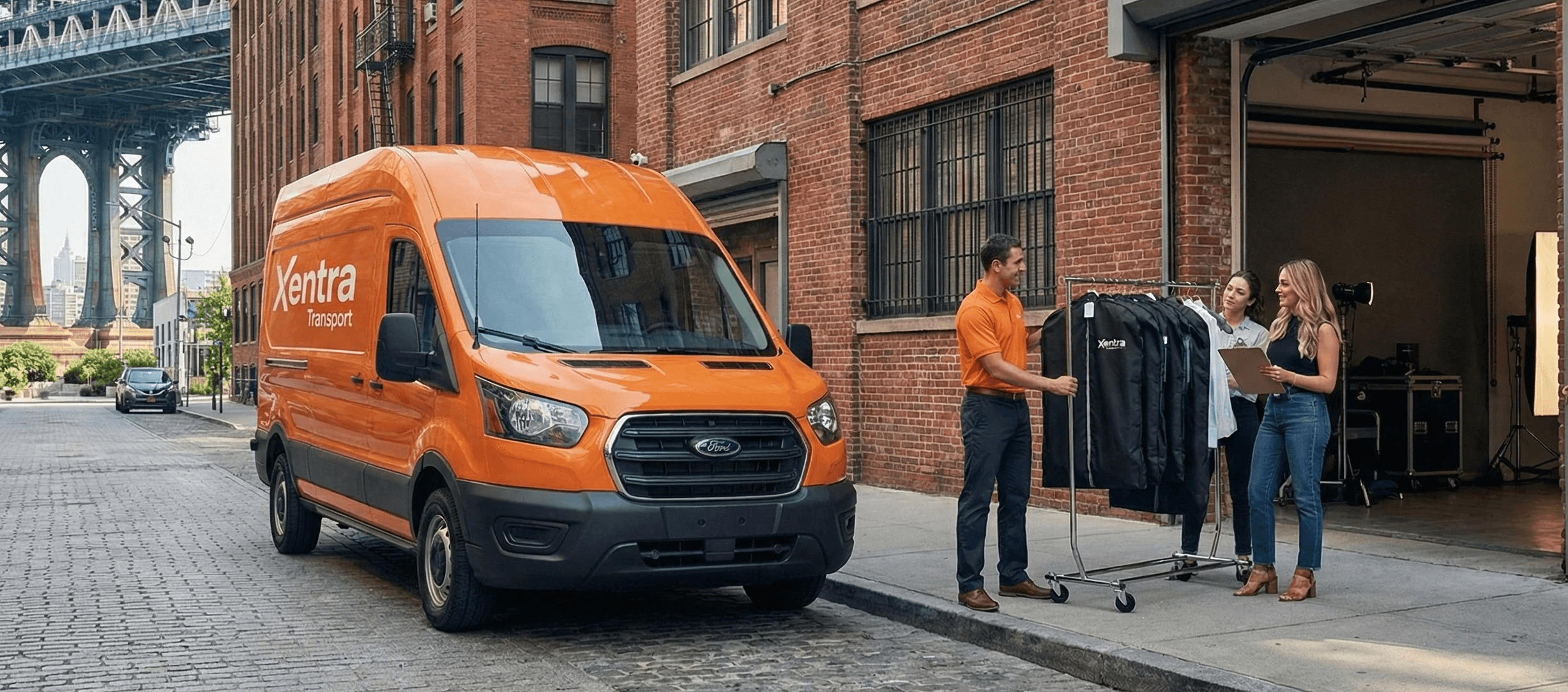 courier in new york delivering fashion clothes