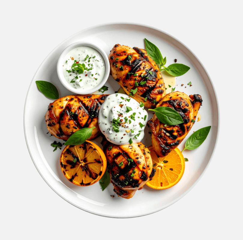 Charred Citrus Chicken With Herb Yogurt