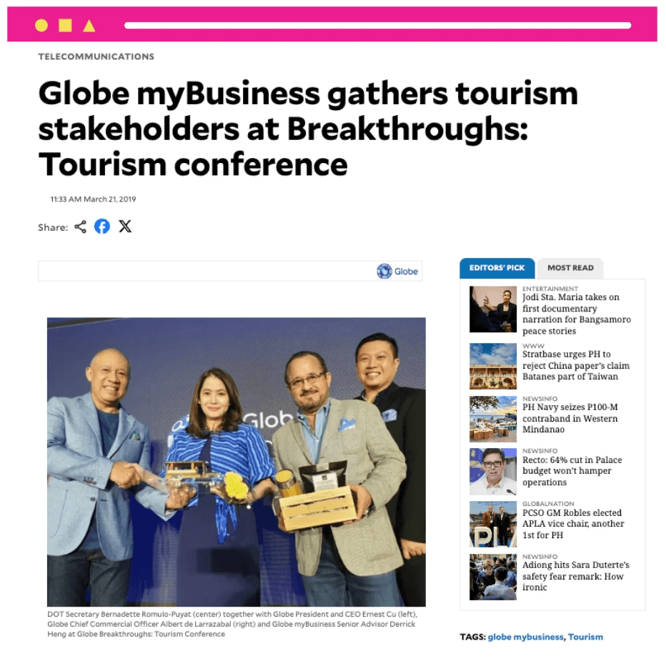 Globe myBusiness gathered more than 200 tourism industry leaders, business owners and other key players to a day-long conference dubbed as “Breakthroughs: Tourism” that seeks to empower and inspire participants to create the future of travel