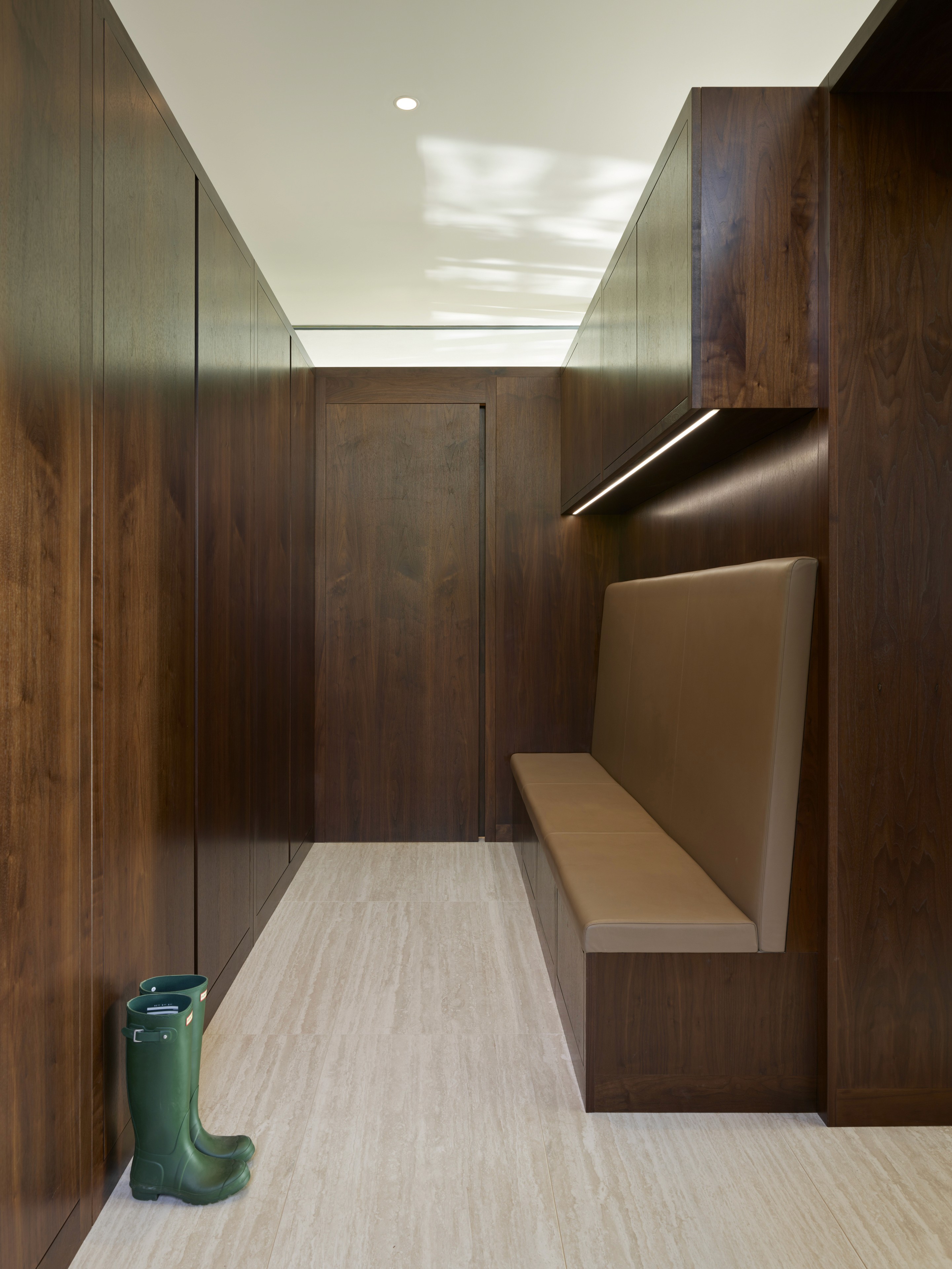  Stained Walnut cabinetry and seating area outside kitchen, Sevenoaks, Kent