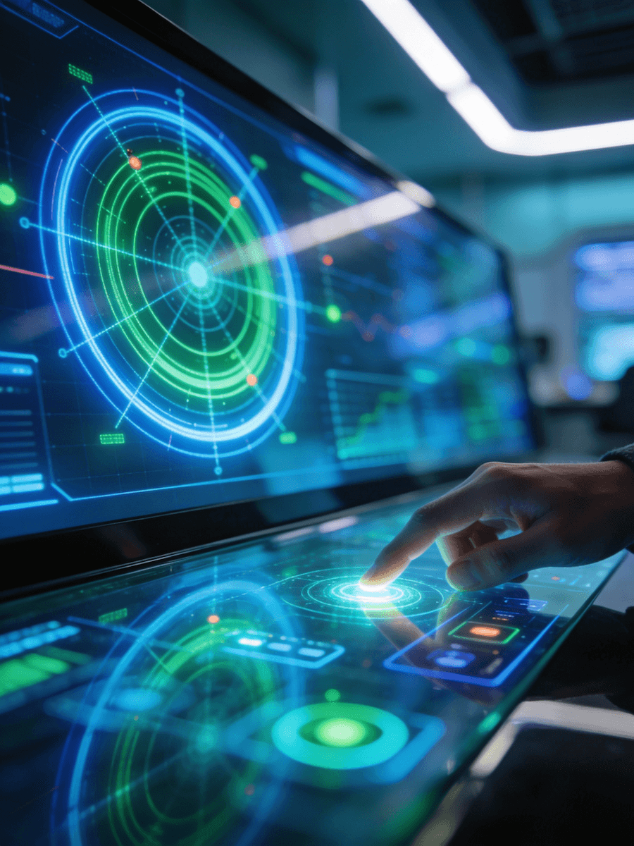 Hand touching digital interface