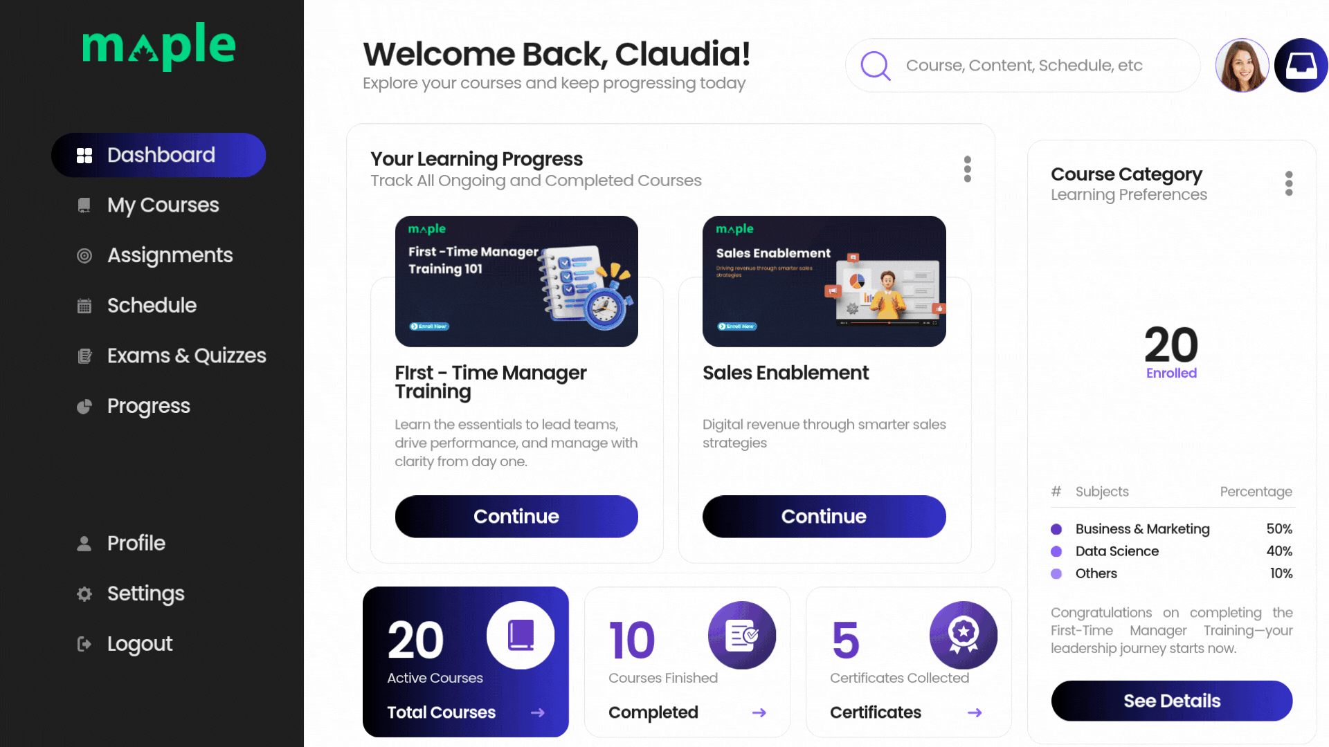 An image of Dreelio's dashboard