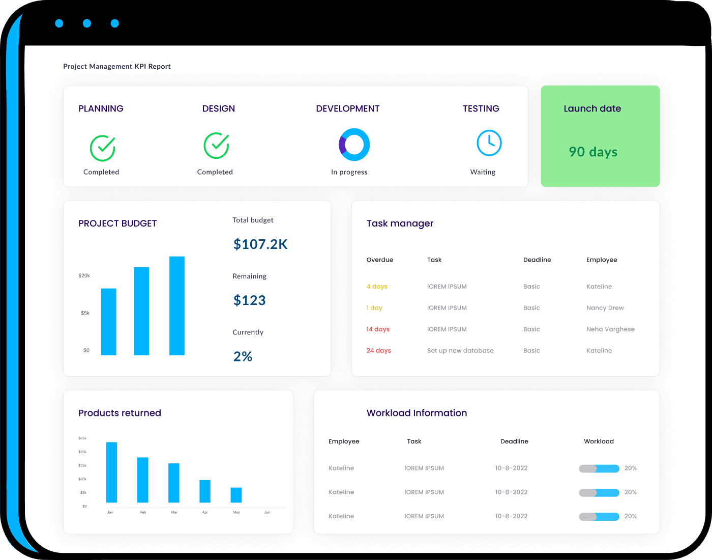 project managenet kpi report example