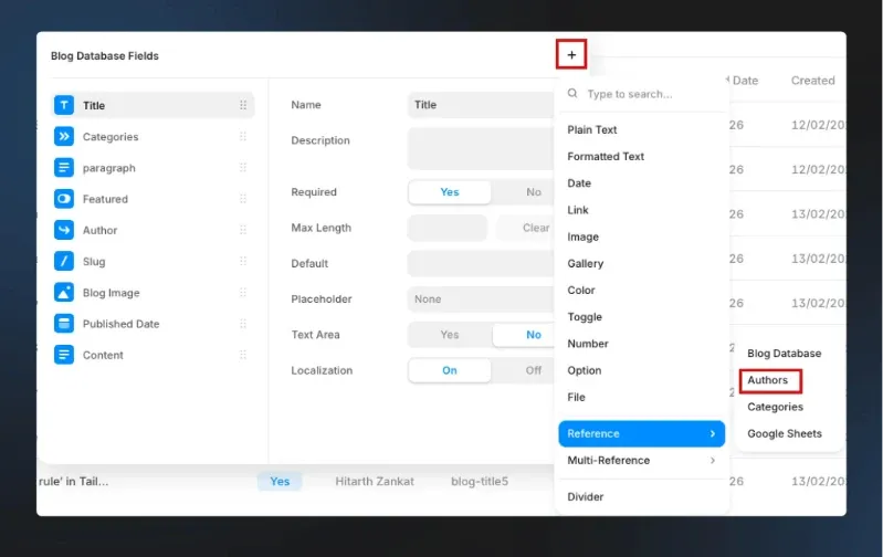 Author detail setup