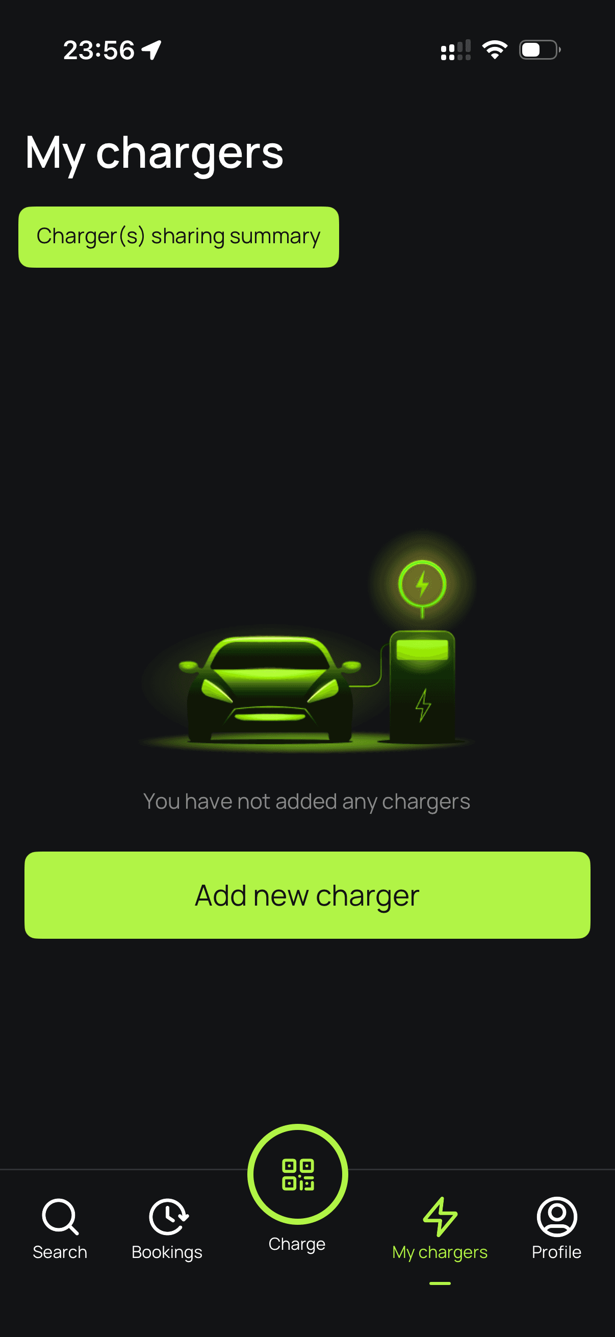 Splash Share — My chargers screen