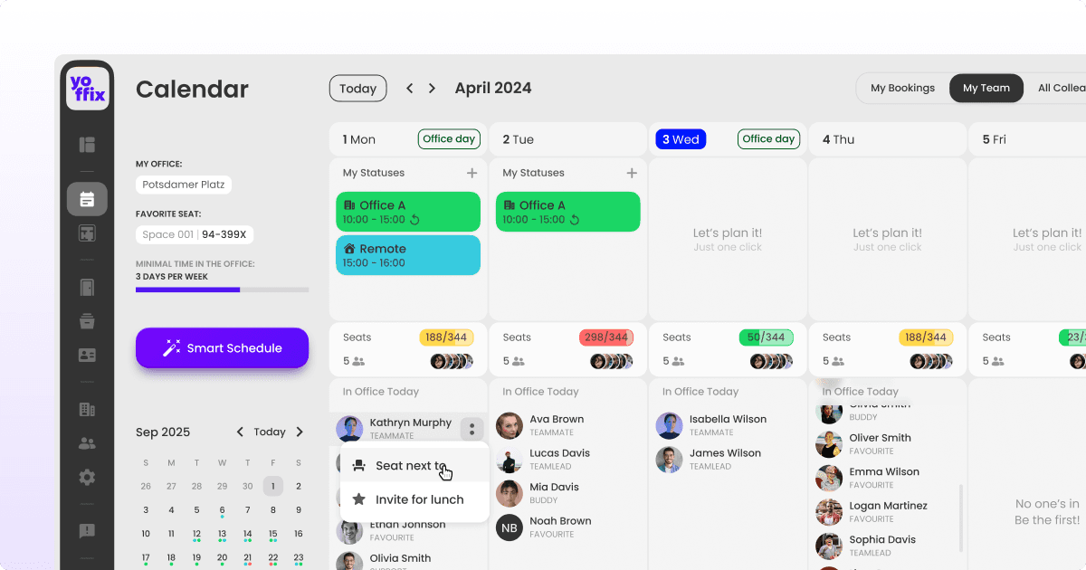 Yoffix app UI - Calendar
