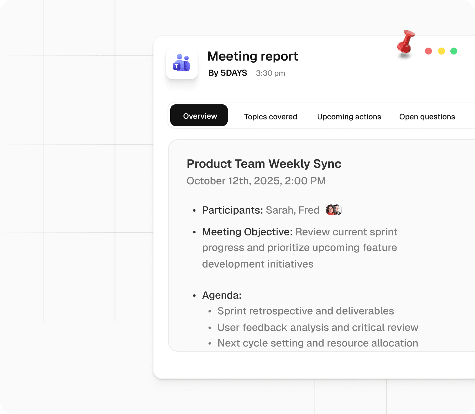 Vue de dashboard Microsoft Teams.