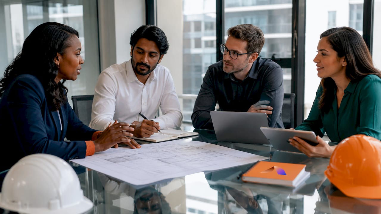Diverse team collaborating on AI integration plans