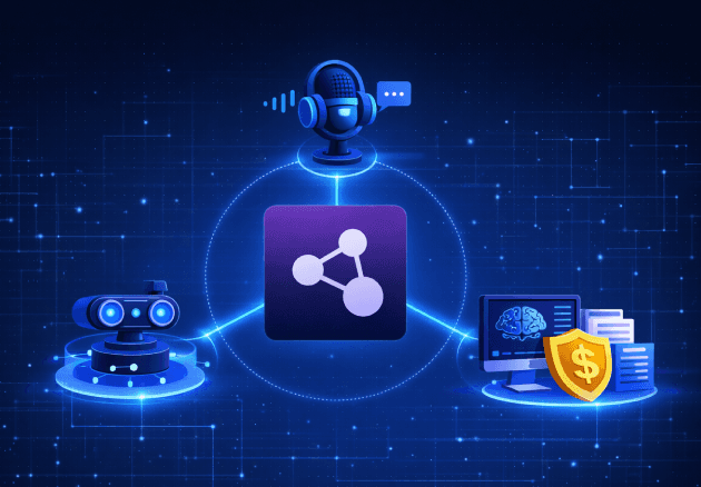 데이터 분석, 경고 알림, 코드 입력, 시스템 설정 등 다양한 기능을 상징하는 아이콘 UI들이 분산된 구조로 배치된 이미지