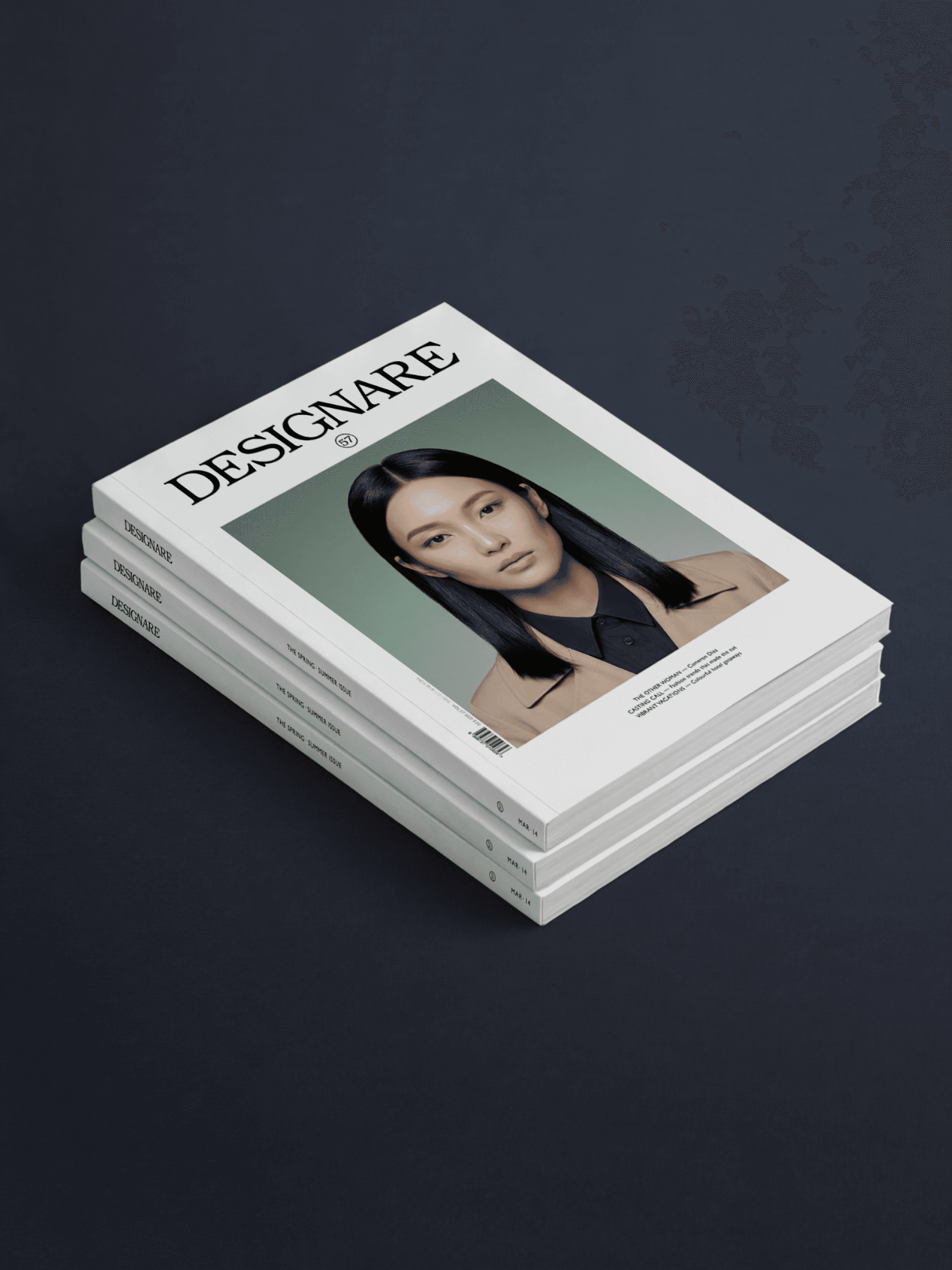 Minimalist fashion magazine cover design for Designare Femme, directed by Manuel Astorga.