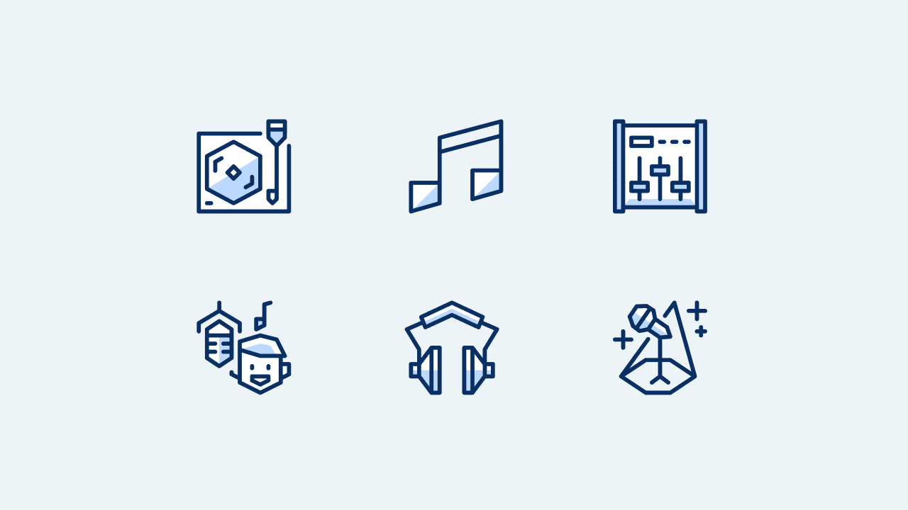 Cyber Solid Music Icon Set