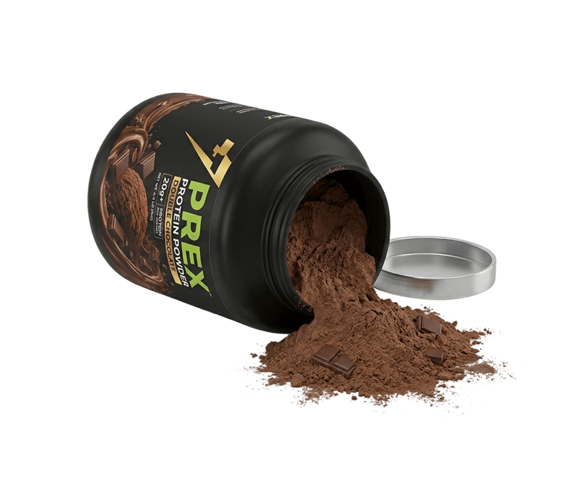 Double Chocolate Protein Powder (2kg) lid open
