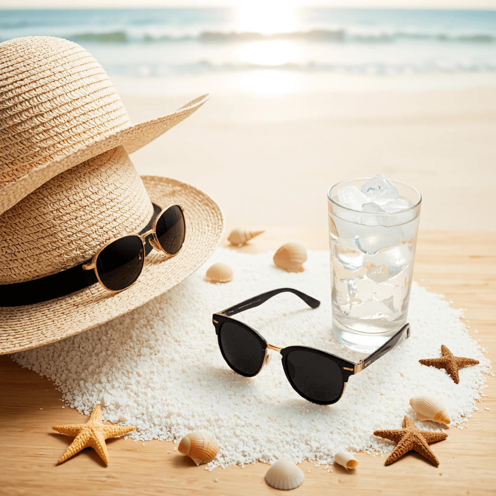 product photography of beachwear and accessories